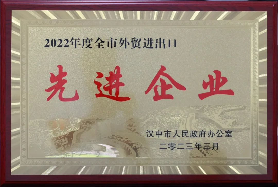喜 訊！ 公司榮獲漢中市2022年全市外貿進出口先進企業、勉縣2022年度工業經濟穩增長先進企業文章標題